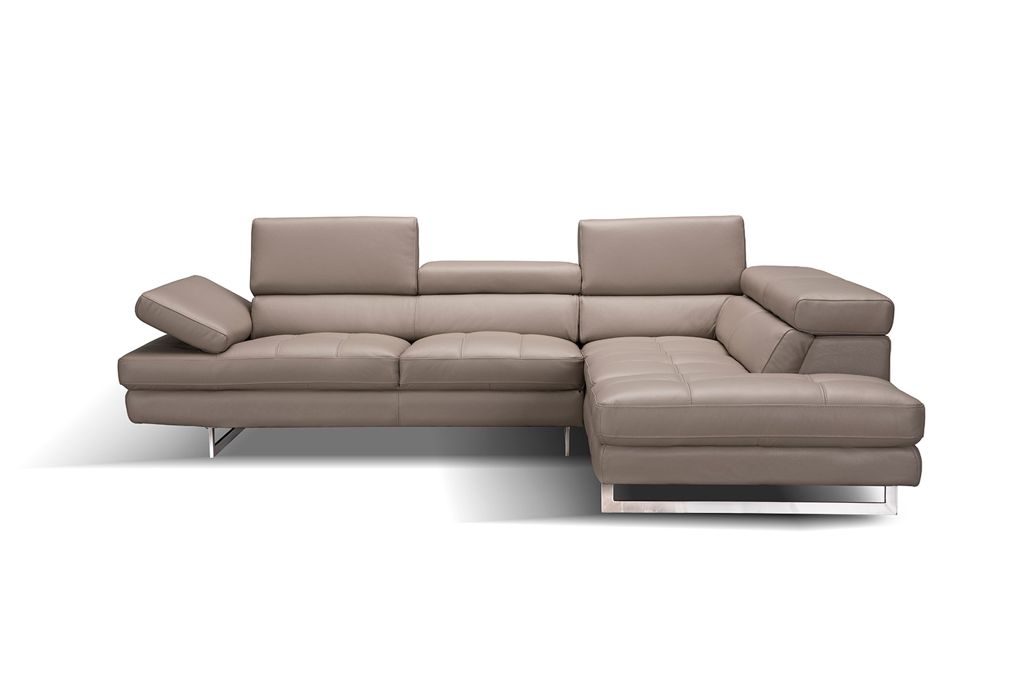 J&M A761 Italian Leather Sectional - Right Hand Facing, Peanut