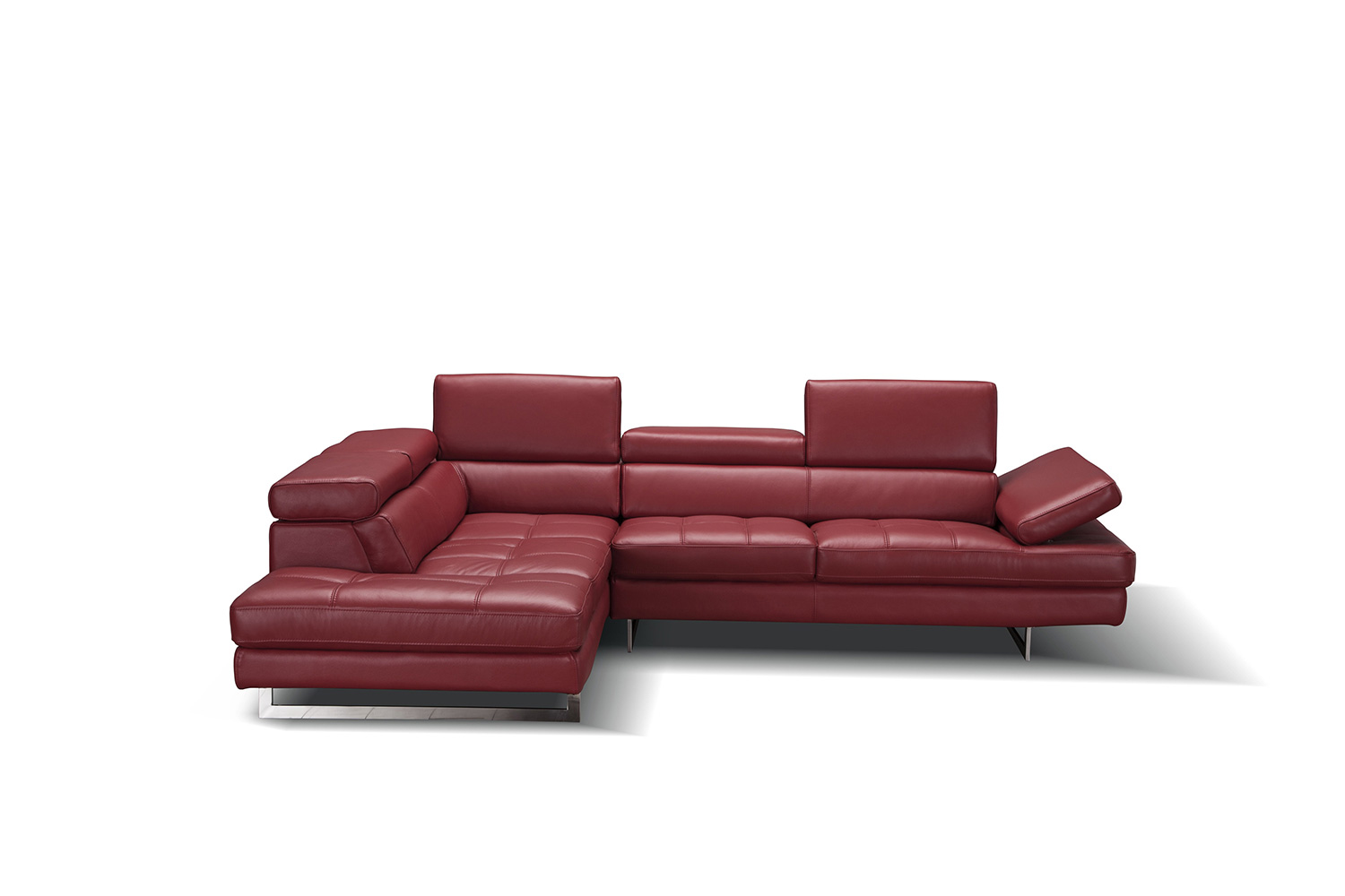 J&M A761 Italian Leather Sectional - Left Hand Facing, Red