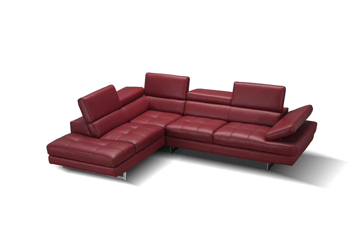 J&M A761 Italian Leather Sectional - Left Hand Facing, Red