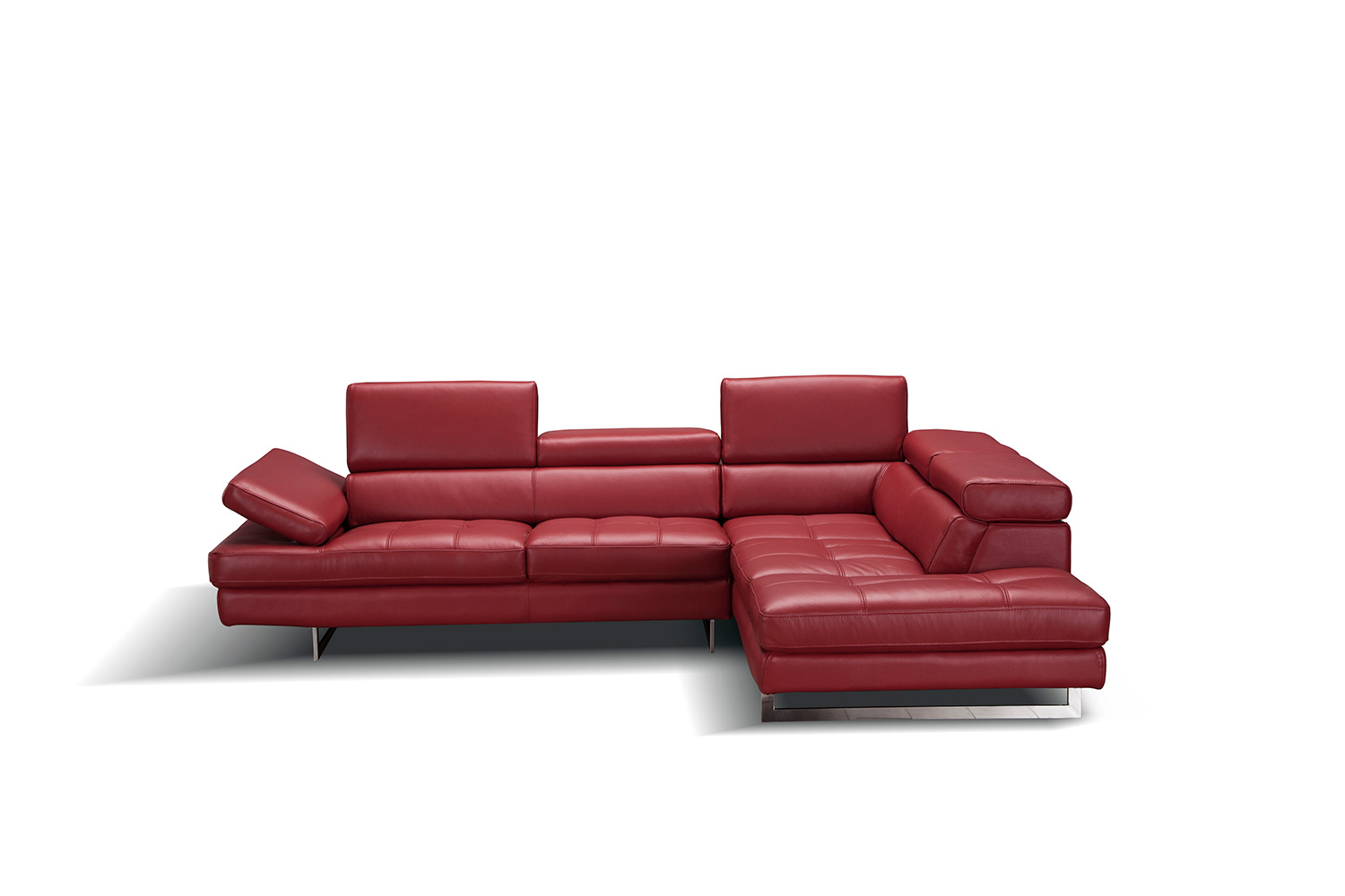 J&M A761 Italian Leather Sectional - Right Hand Facing, Red