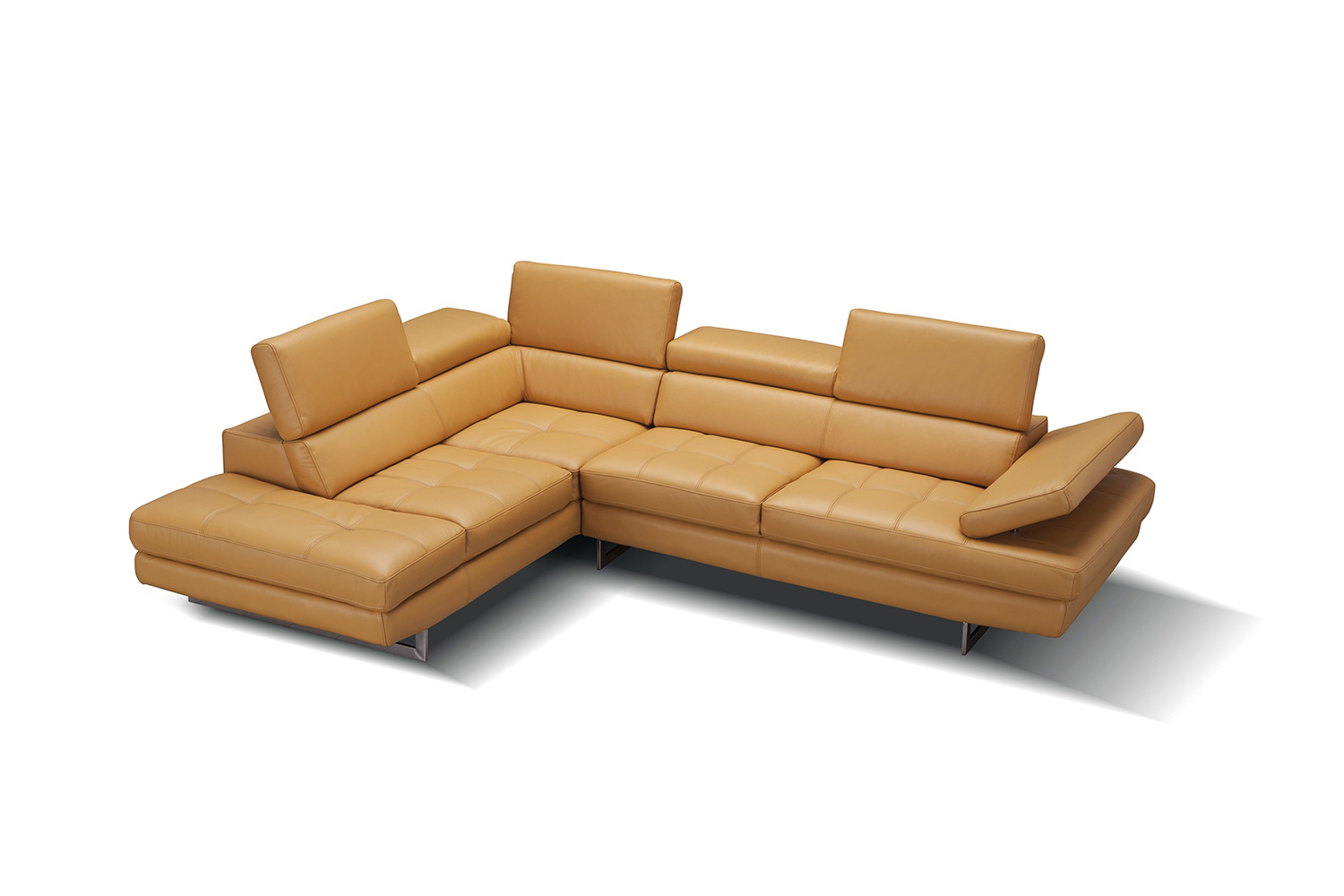 J&M A761 Italian Leather Sectional - Left Hand Facing, Freesia