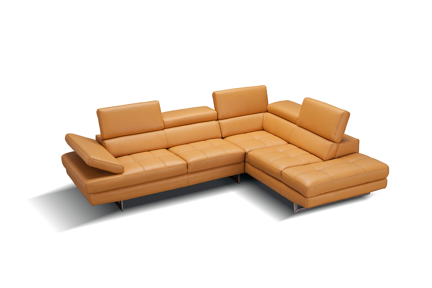 J&M A761 Italian Leather Sectional - Right Hand Facing, Freesia