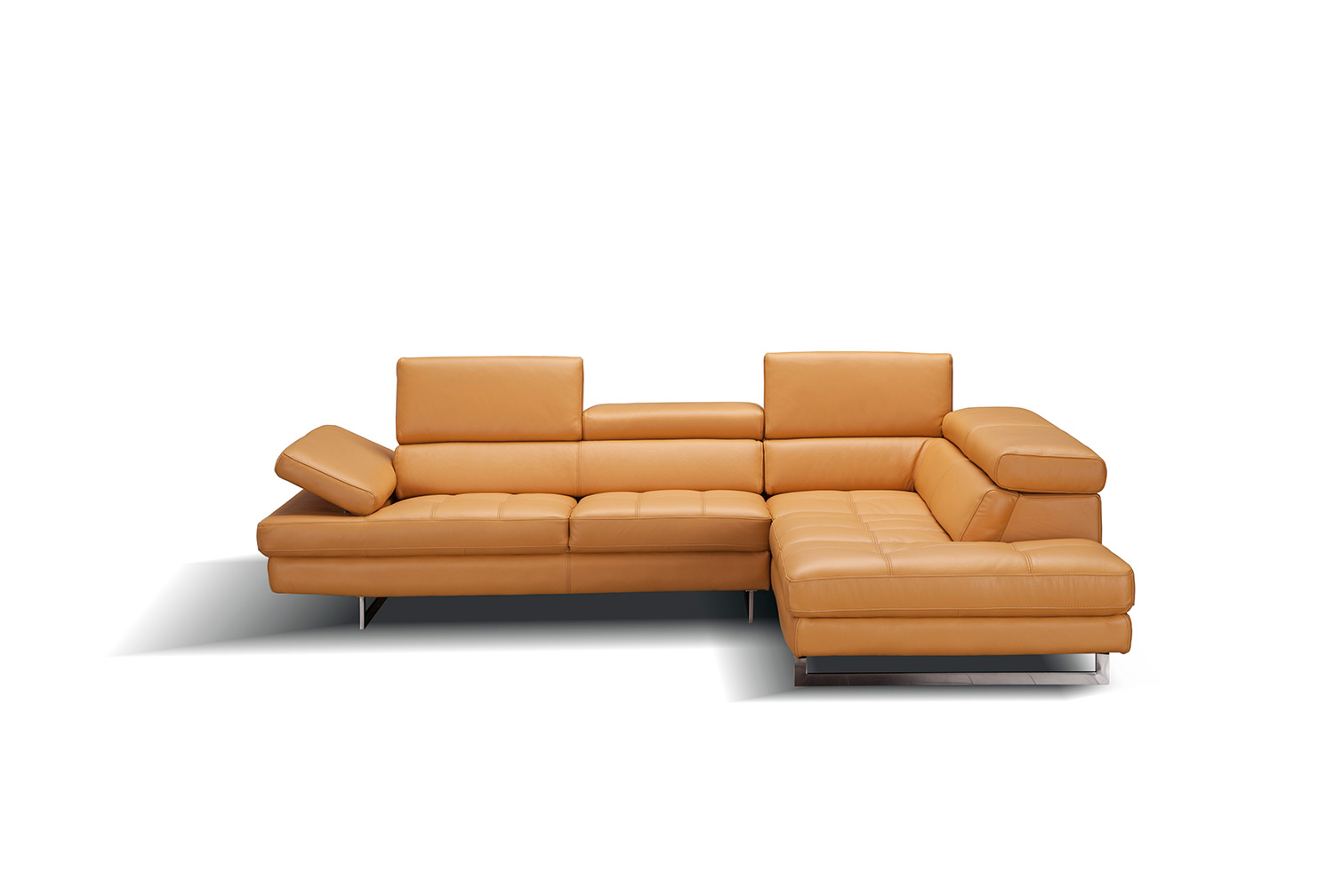 J&M A761 Italian Leather Sectional - Right Hand Facing, Freesia