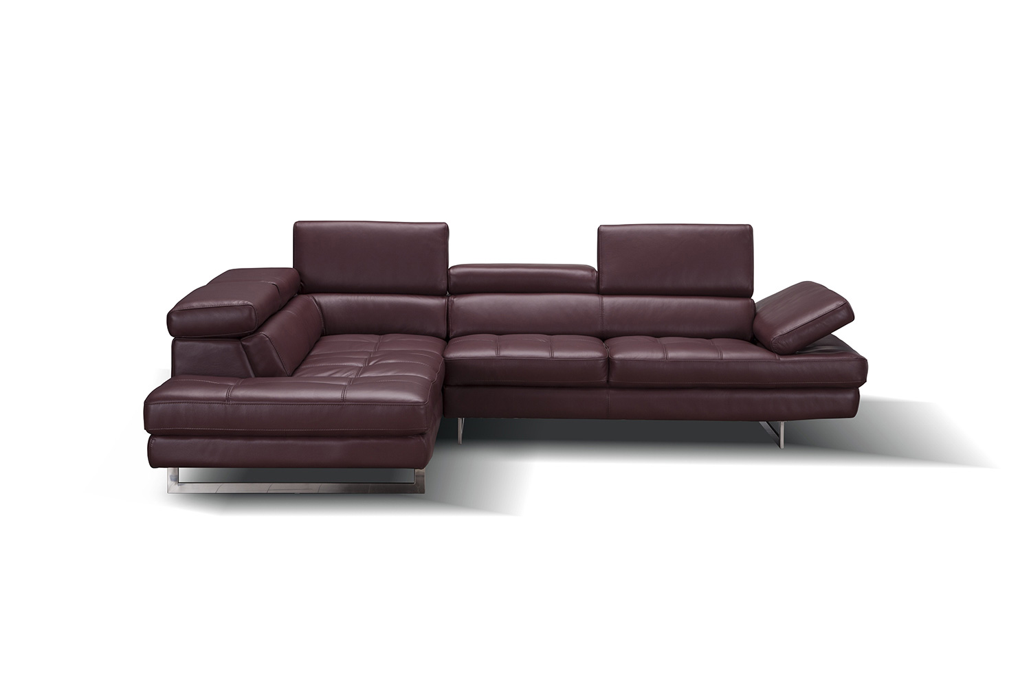 J&M A761 Italian Leather Sectional - Left Hand Facing, Maroon