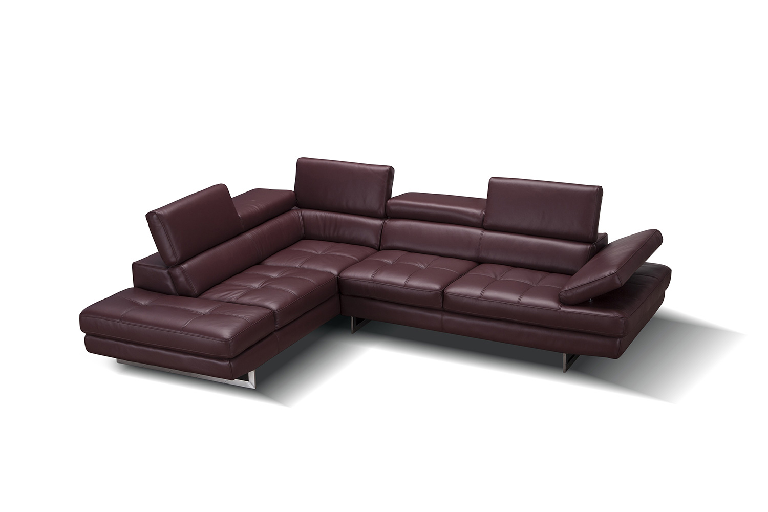 J&M A761 Italian Leather Sectional - Left Hand Facing, Maroon