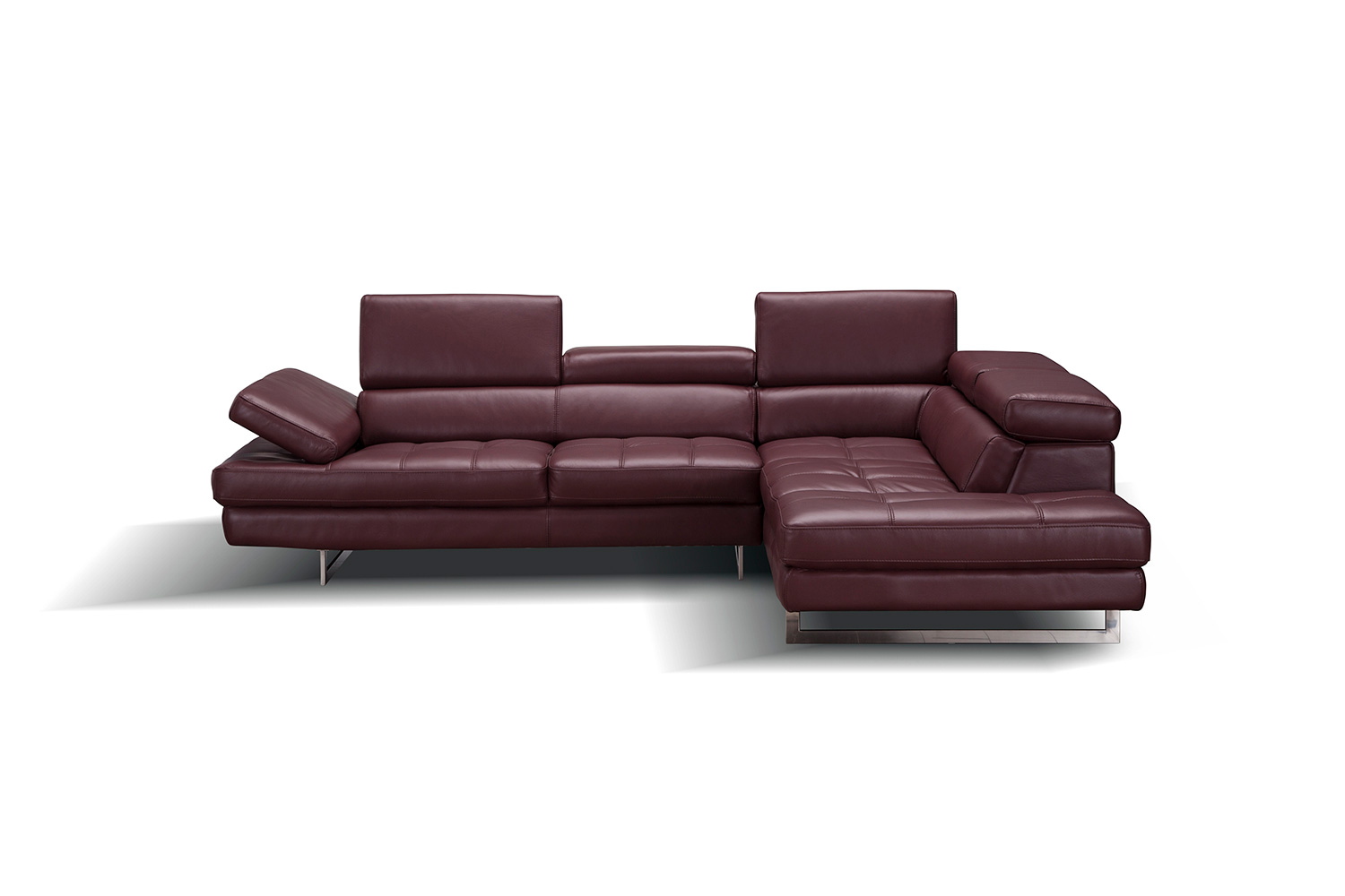 J&M A761 Italian Leather Sectional - Right Hand Facing, Maroon