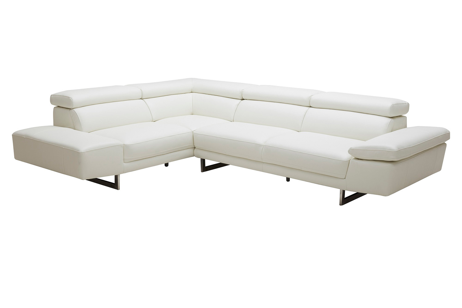 J&M™ 1717 Italian Leather Sectional - Left Hand Facing, White