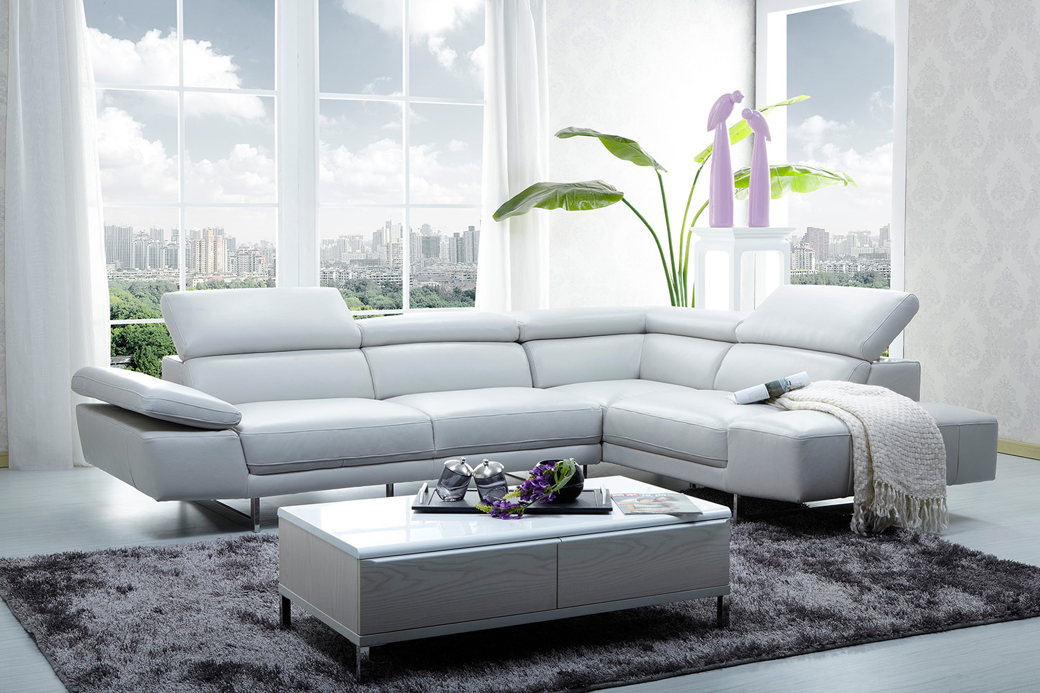 J&M - 1717 Italian Leather Sectional