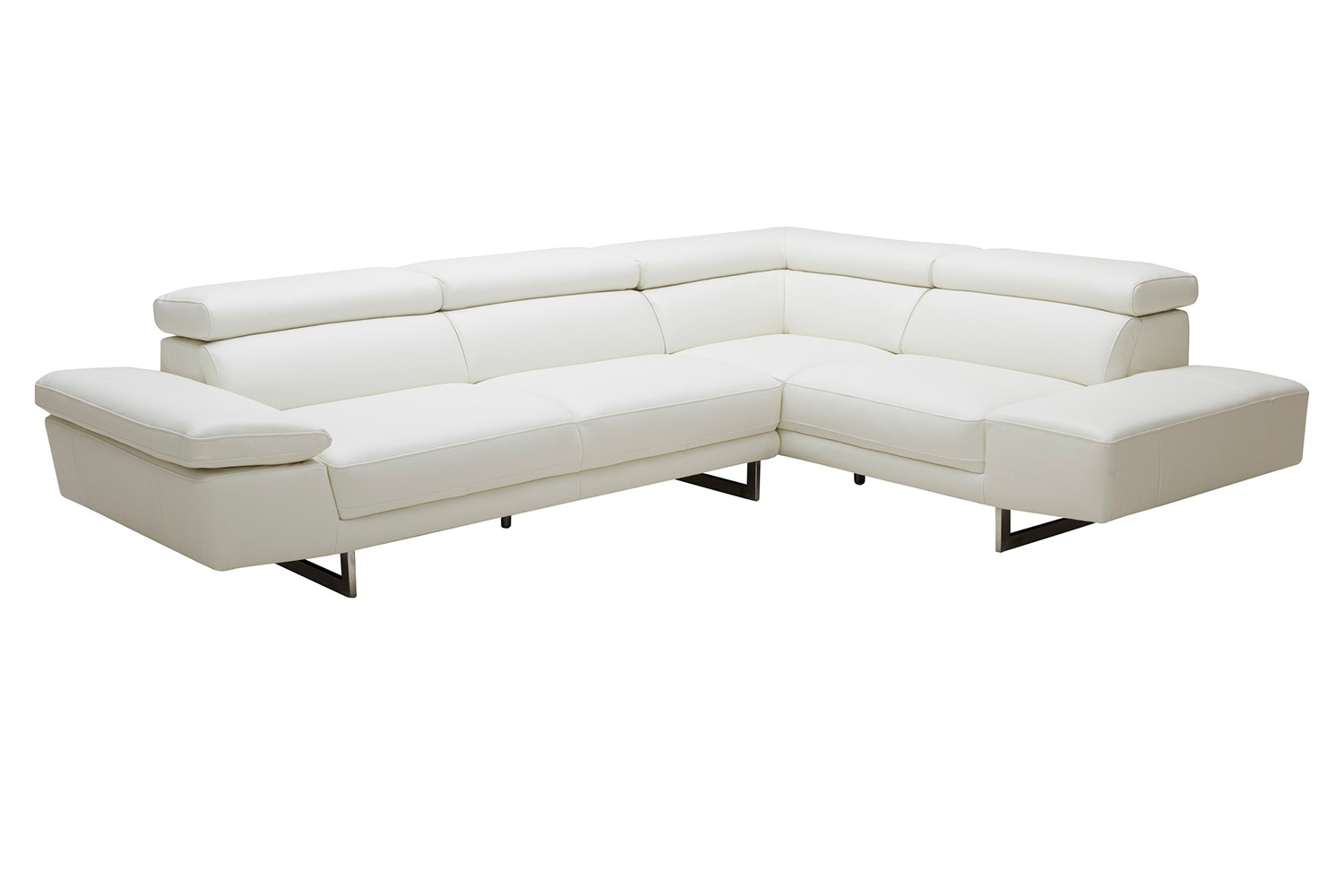 J&M™ 1717 Italian Leather Sectional - Right Hand Facing, White