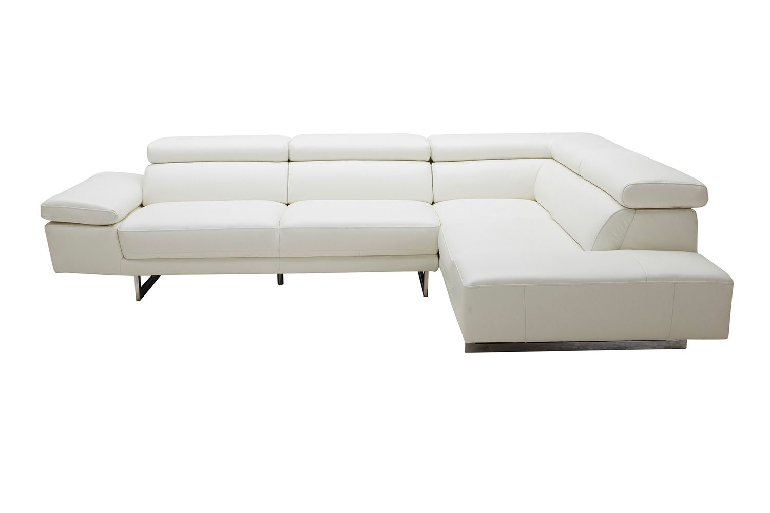 J&M™ 1717 Italian Leather Sectional - Right Hand Facing, White