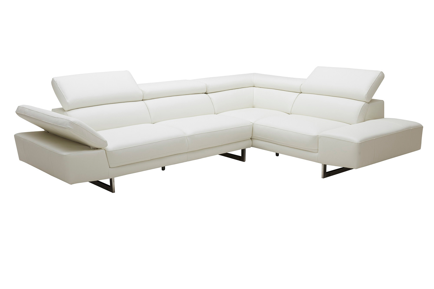 J&M™ 1717 Italian Leather Sectional - Right Hand Facing, White