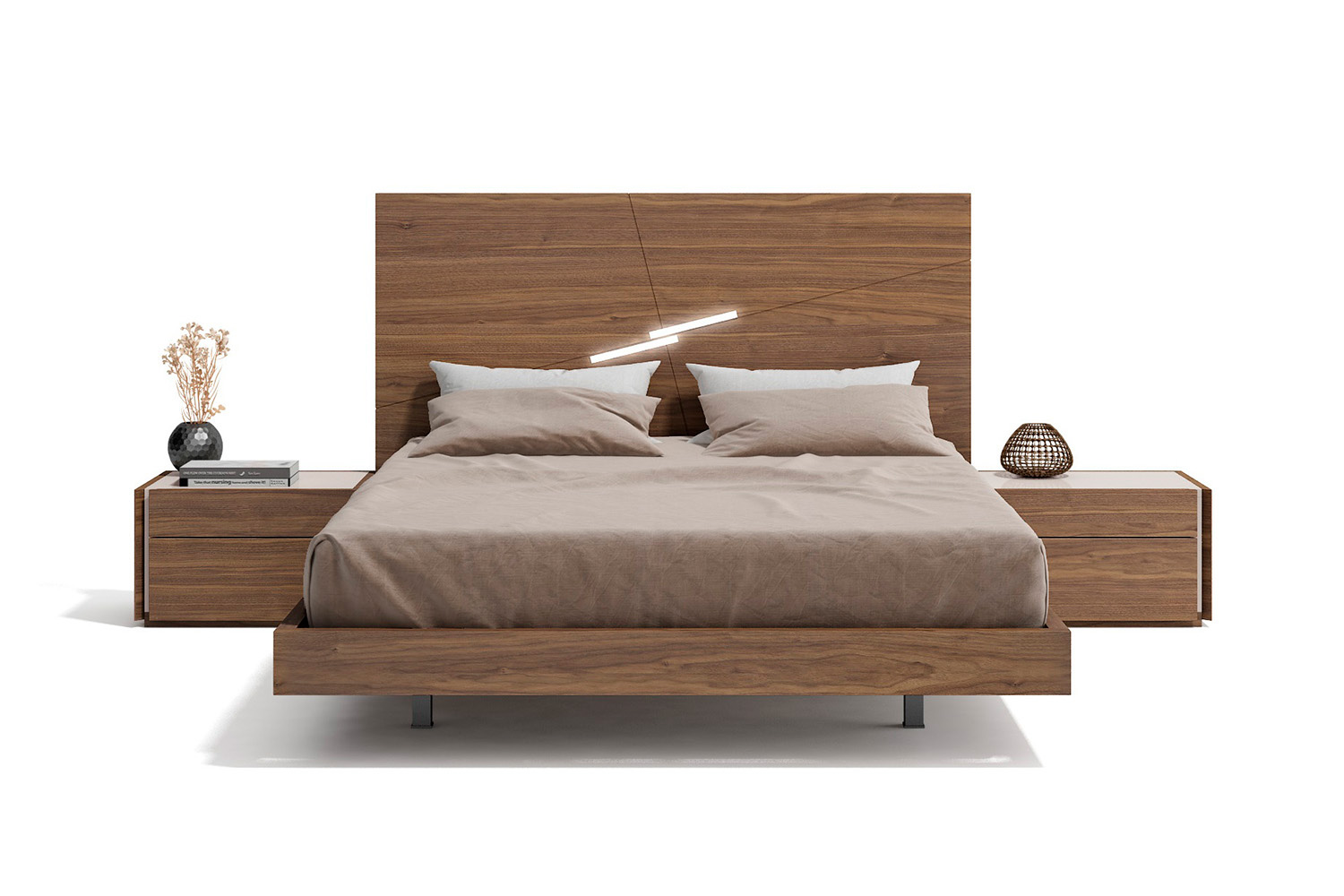 J&M Faro Nightstand - Left Facing, Walnut