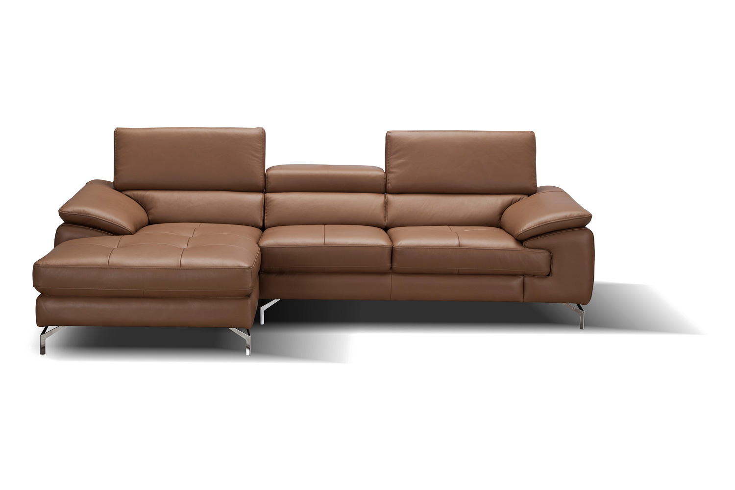 J&M A973B Italian Leather Mini Sectional - Left Facing Chaise, Caramel