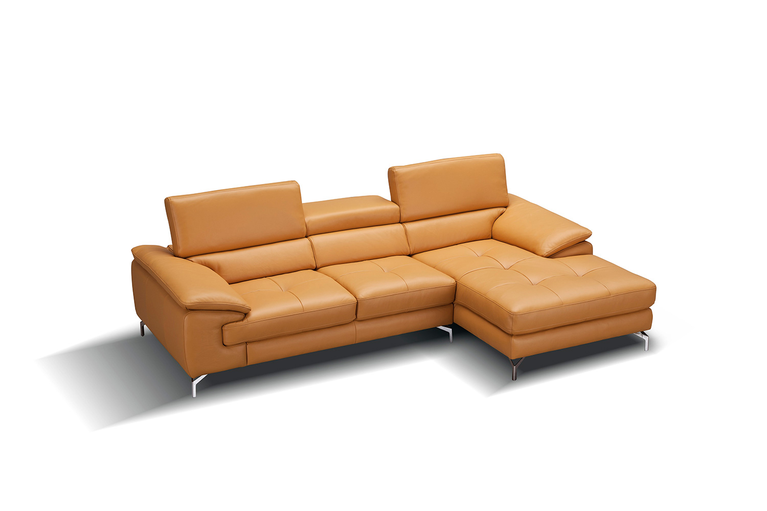 J&M A973B Italian Leather Mini Sectional - Right Facing Chaise, Freesia