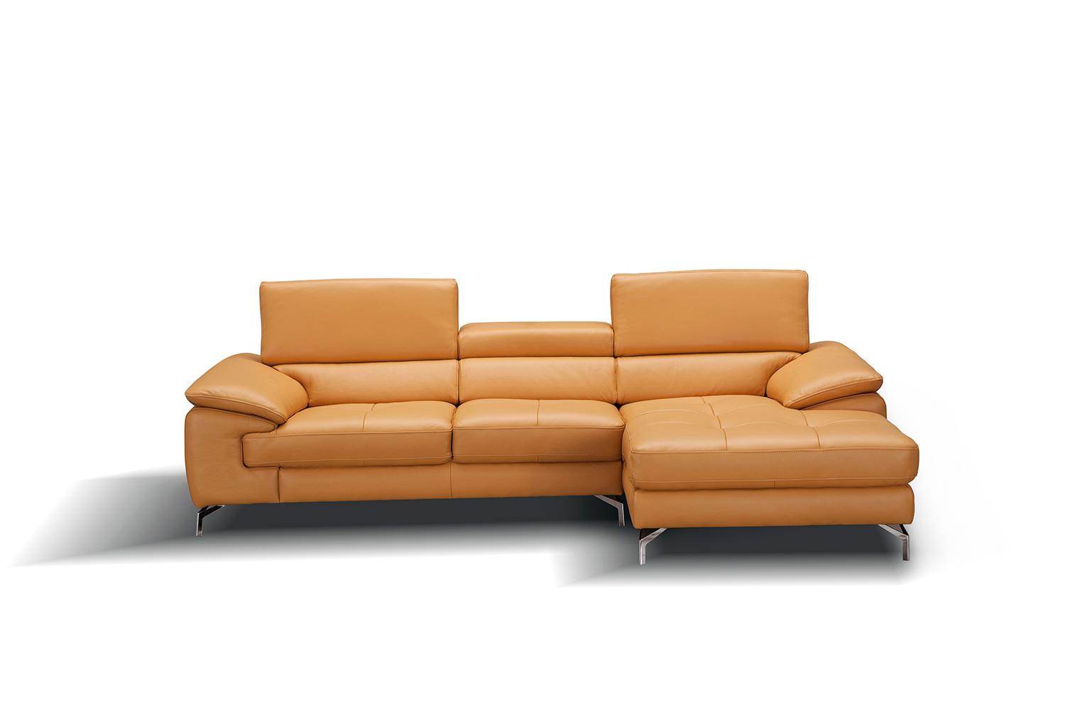 J&M A973B Italian Leather Mini Sectional - Right Facing Chaise, Freesia