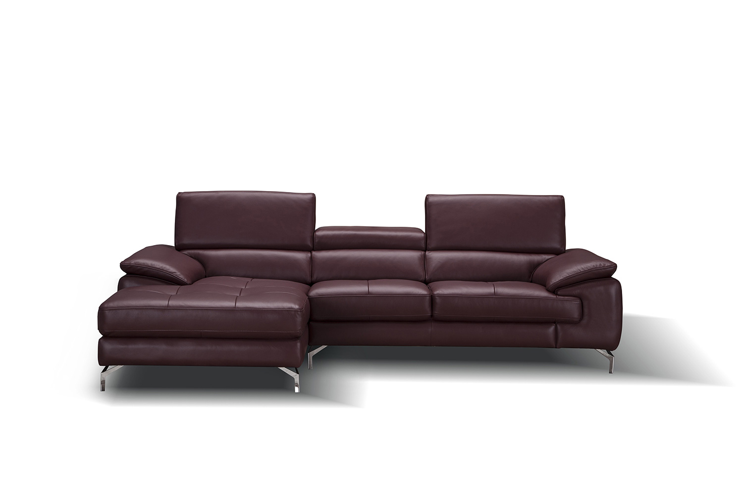 J&M A973B Italian Leather Mini Sectional - Left Facing Chaise, Maroon