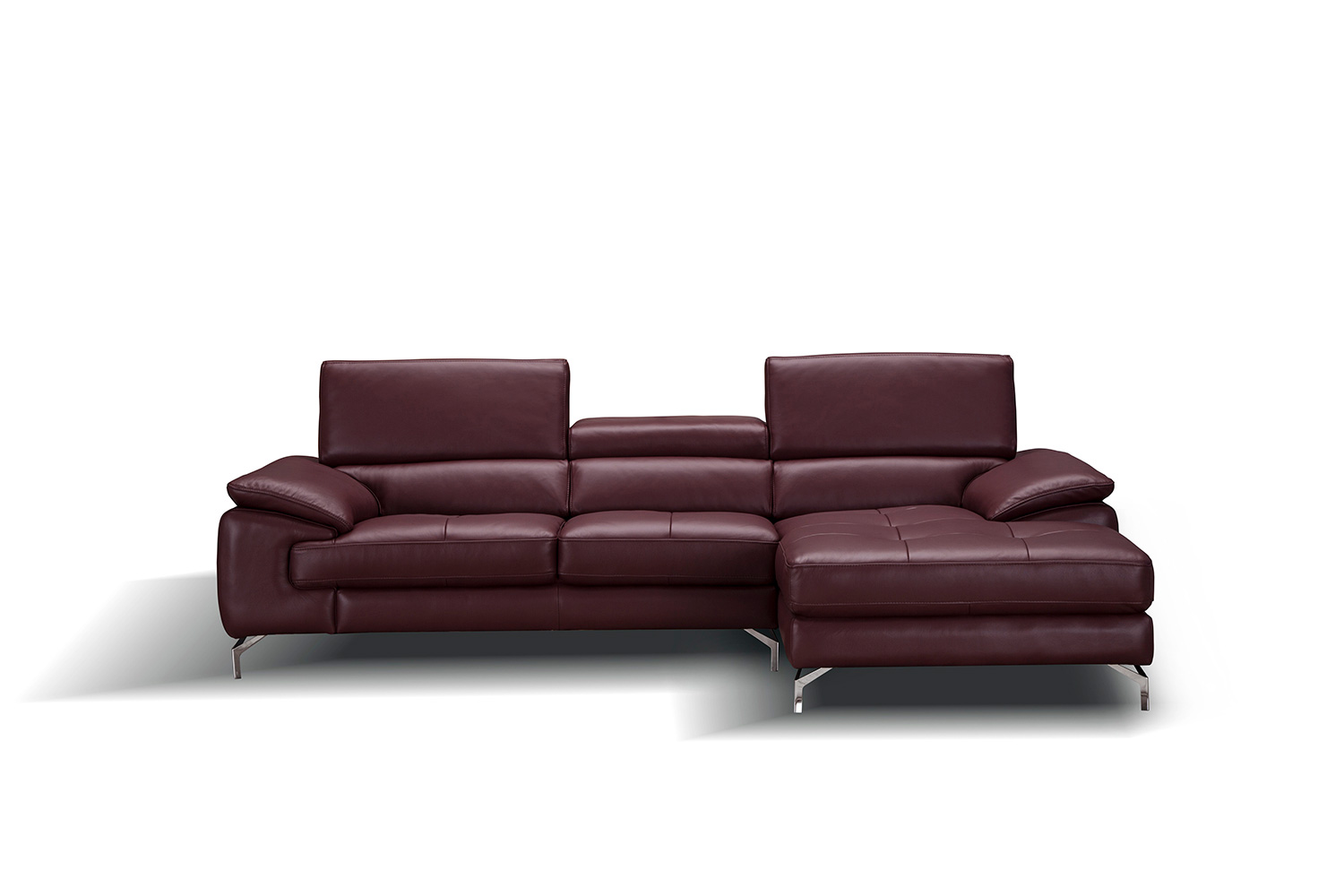 J&M A973B Italian Leather Mini Sectional - Right Facing Chaise, Maroon