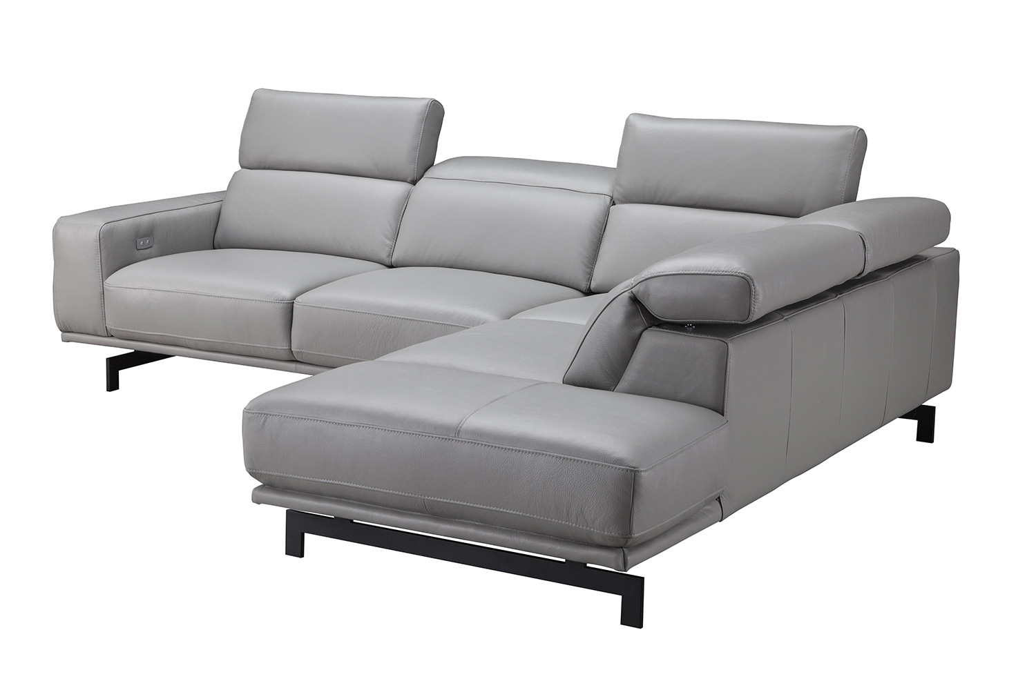 J&M Davenport Sectional - Right Facing, Light Gray