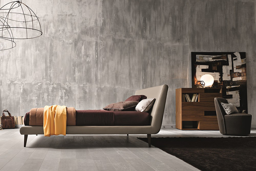 J&M Metropolitan King Bed - Taupe, Leather