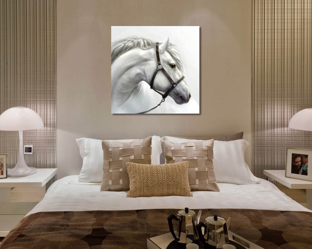 J&M - Wall Art Horse in White/Gray/Brown