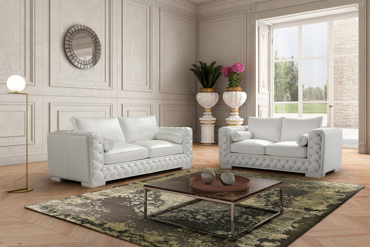 J&M - Vanity Loveseat in White