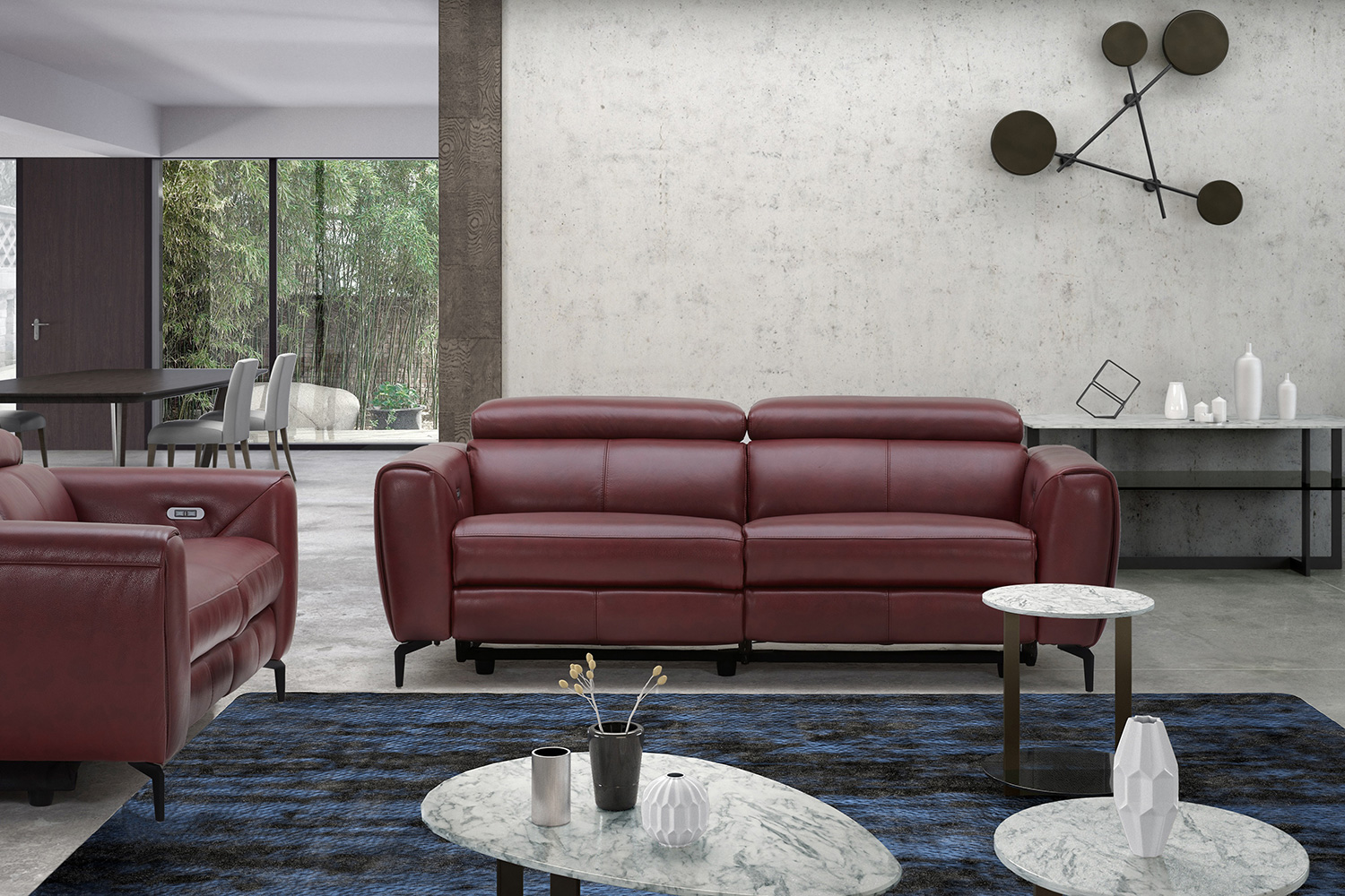 J&M Lorenzo Sofa - Merlot