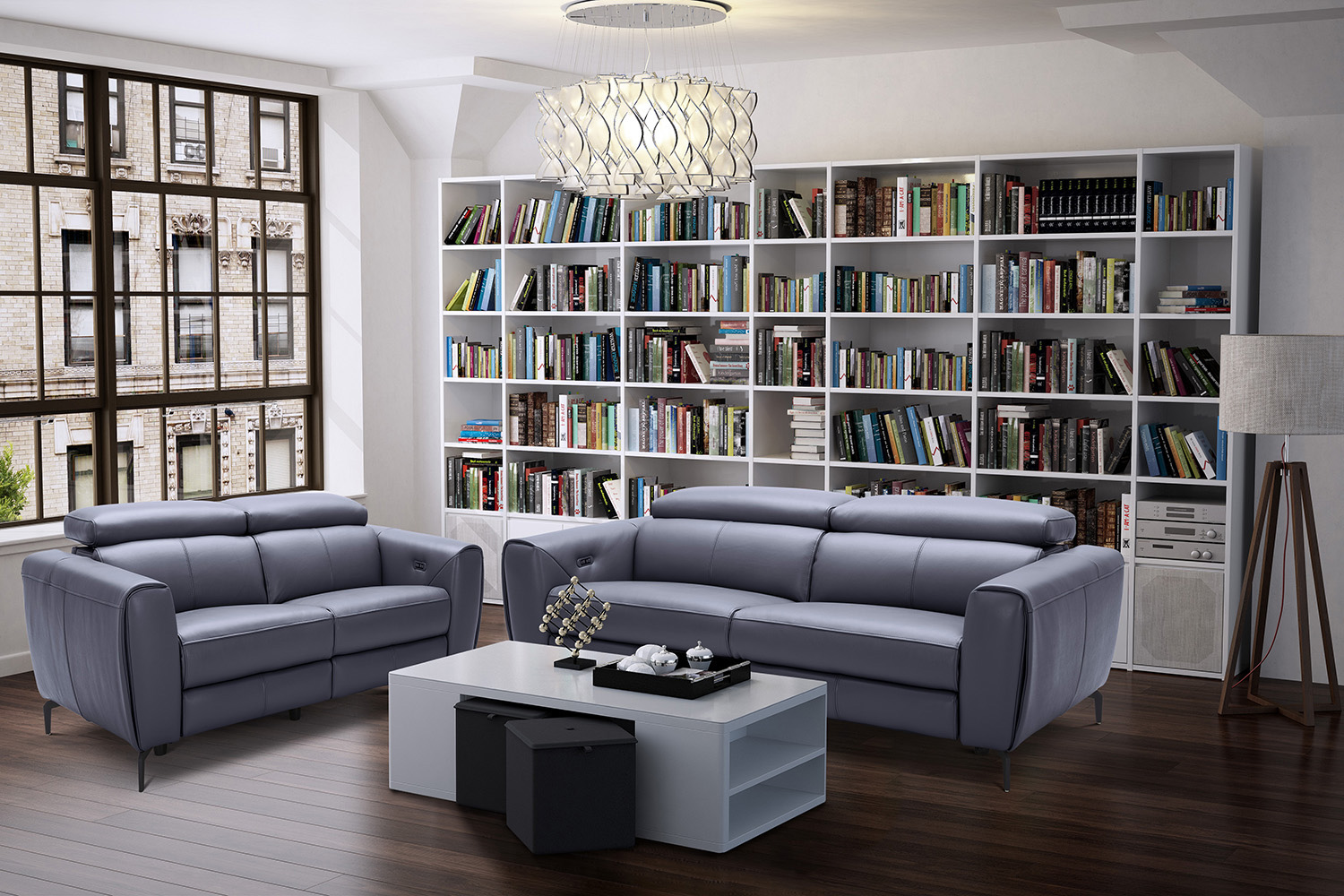 J&M Lorenzo Sofa - Blue/Gray