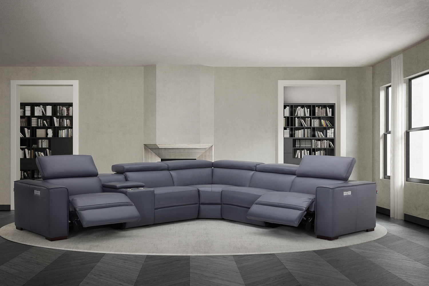 J&M Picasso Motion Sectional - Blue Gray