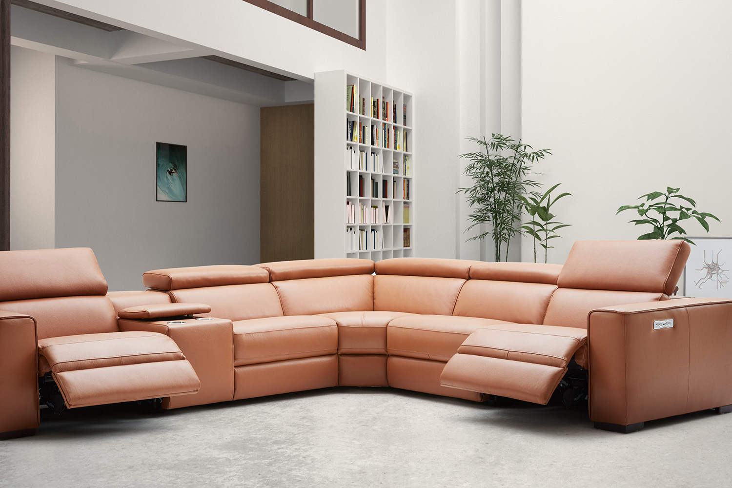 J&M Picasso Motion Sectional - Caramel