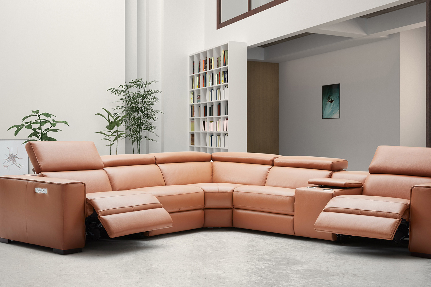 J&M Picasso Motion Sectional - Caramel