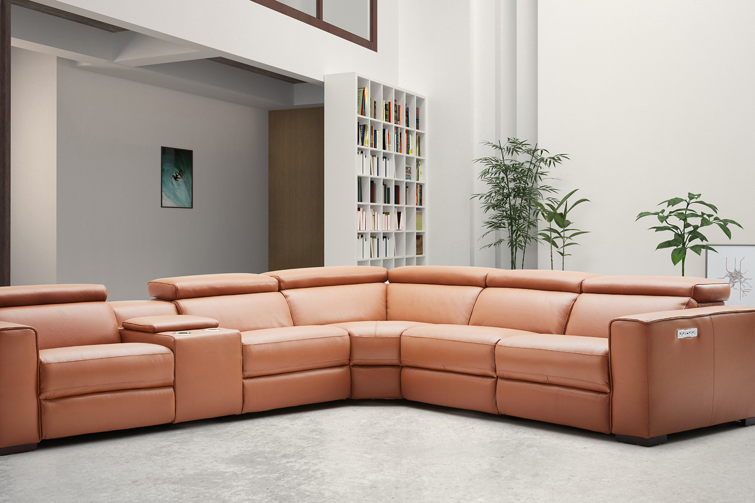 J&M Picasso Motion Sectional - Caramel