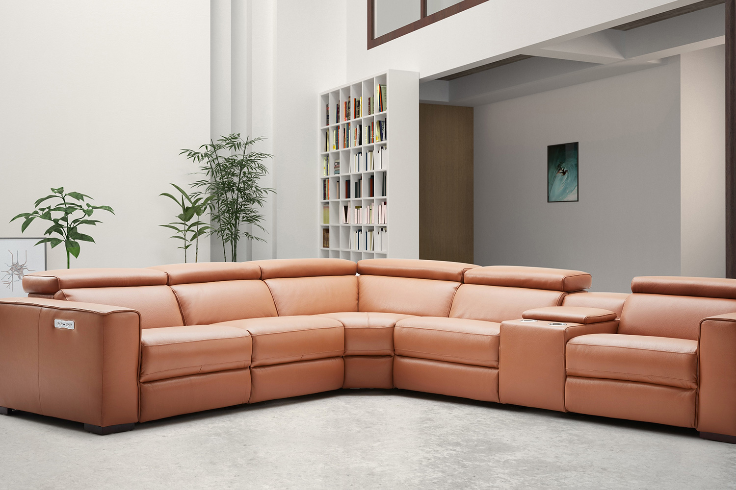 J&M Picasso Motion Sectional - Caramel