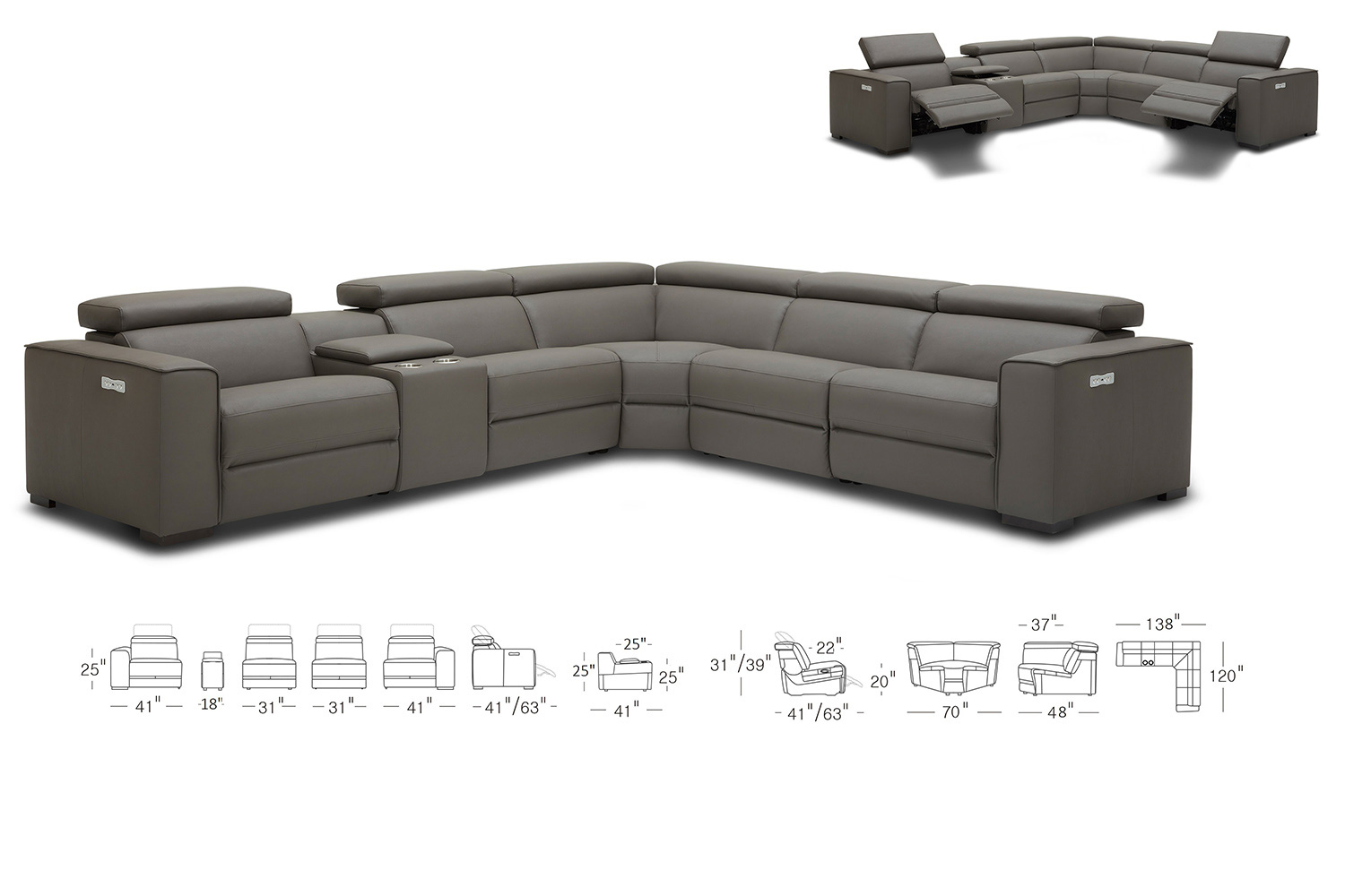 J&M Picasso Motion Sectional - Caramel