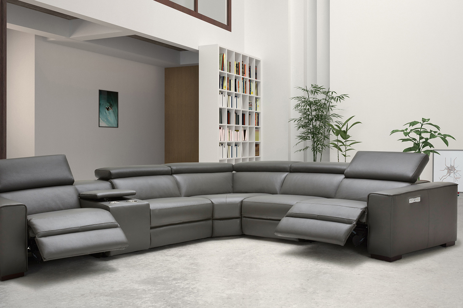 J&M Picasso Motion Sectional - Dark Gray