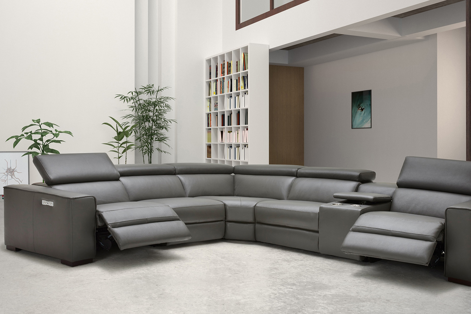 J&M Picasso Motion Sectional - Dark Gray