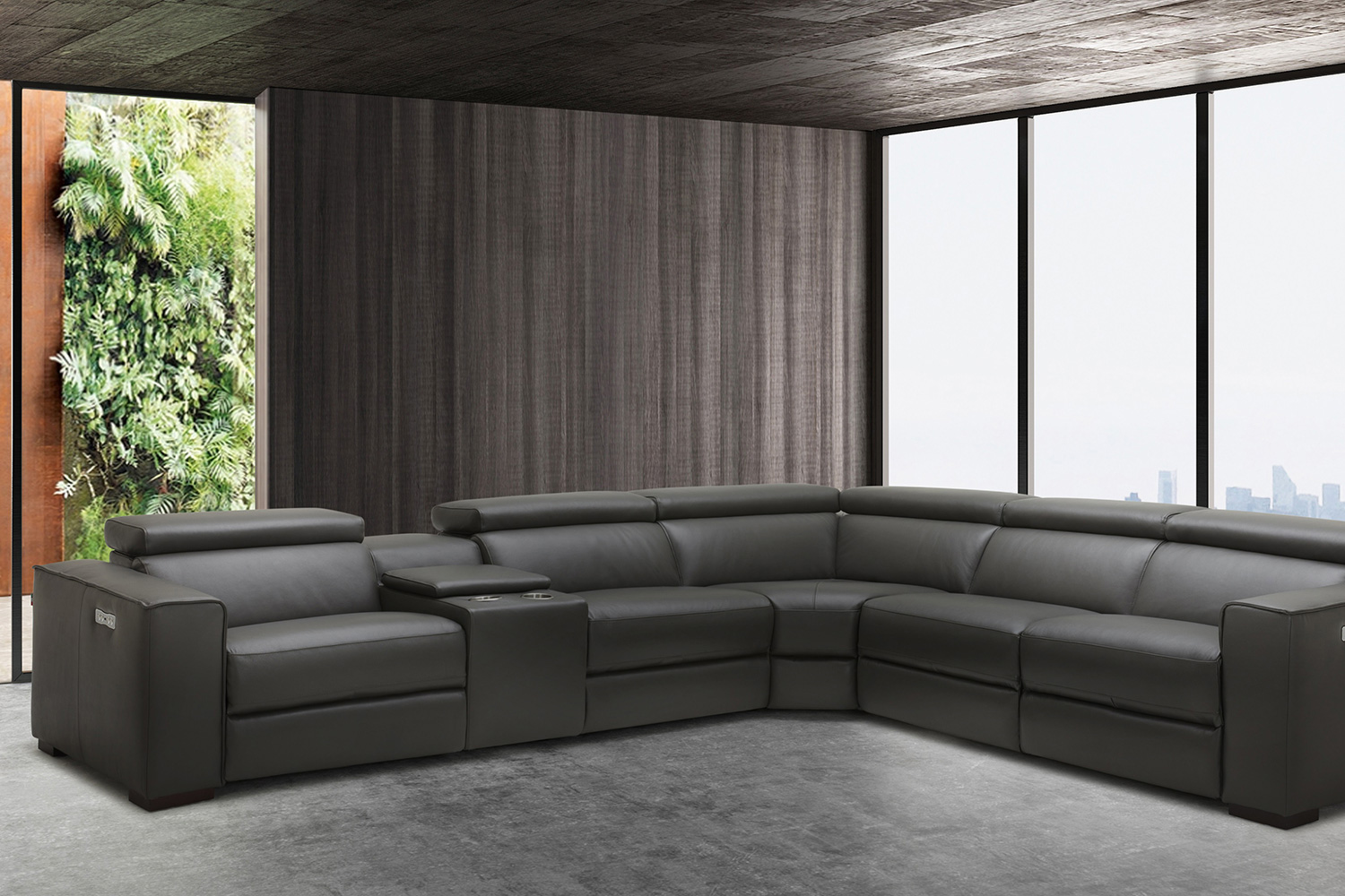 J&M Picasso Motion Sectional - Dark Gray