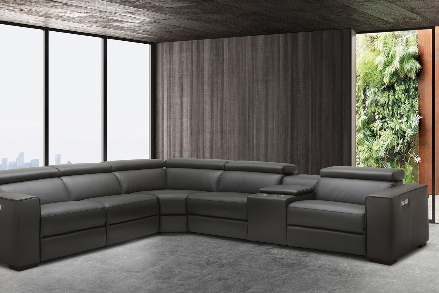 J&M Picasso Motion Sectional - Dark Gray