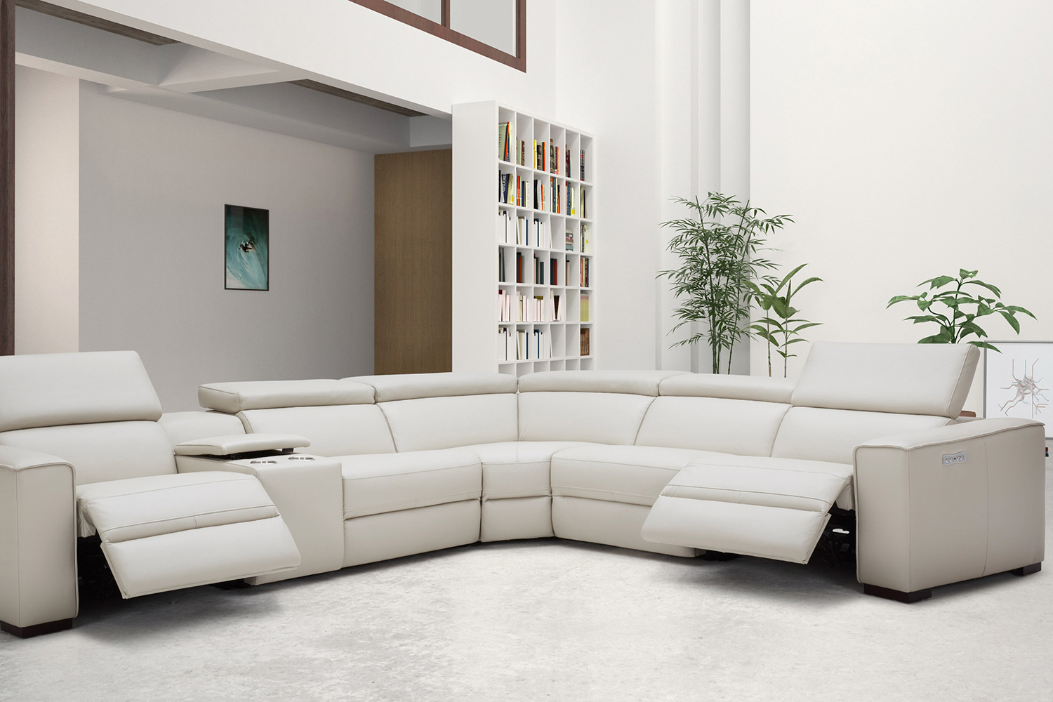 J&M Picasso Motion Sectional - Silver Gray