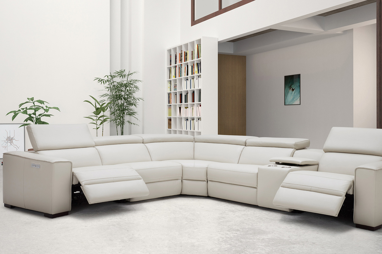 J&M Picasso Motion Sectional - Silver Gray