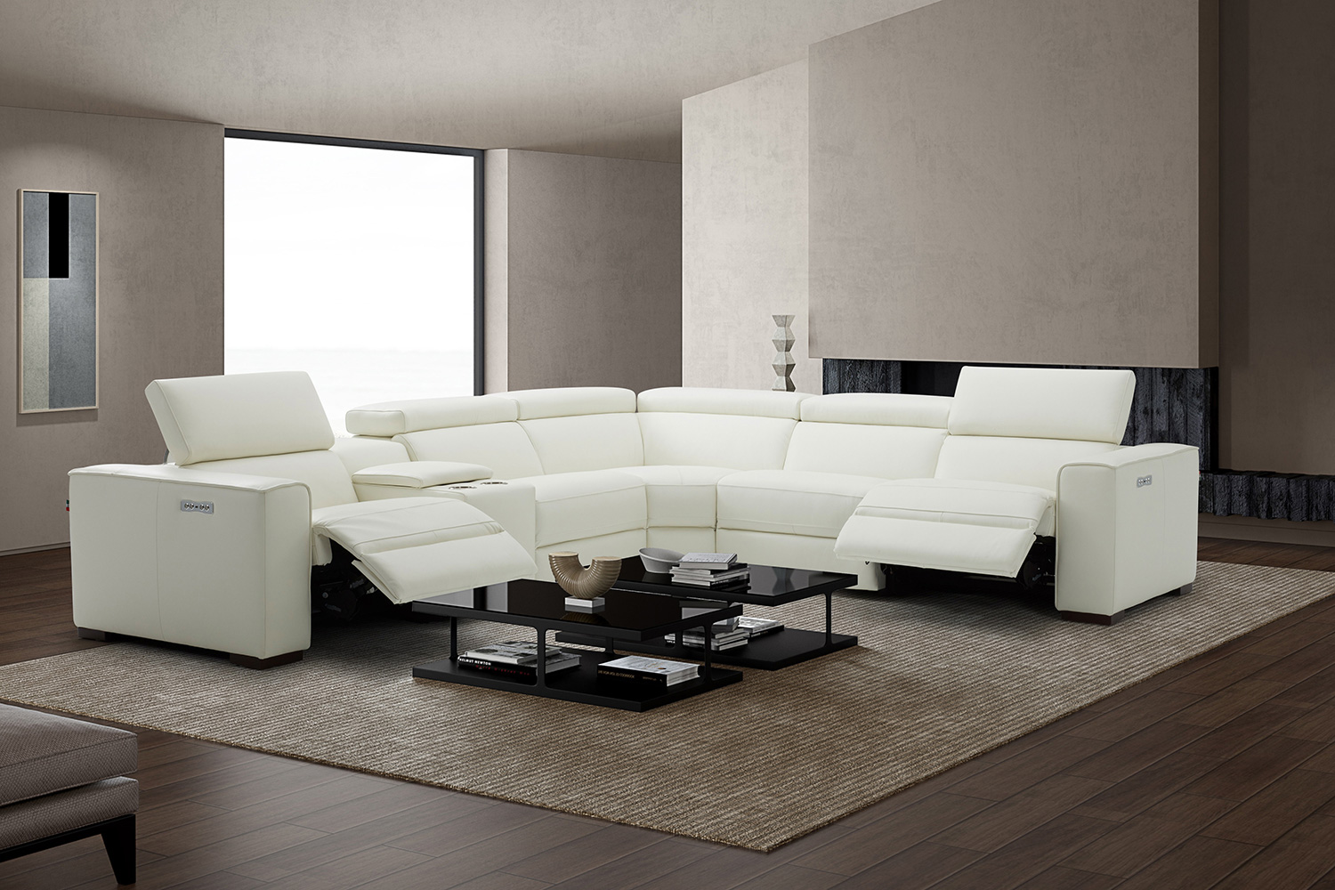 J&M Picasso Motion Sectional - White