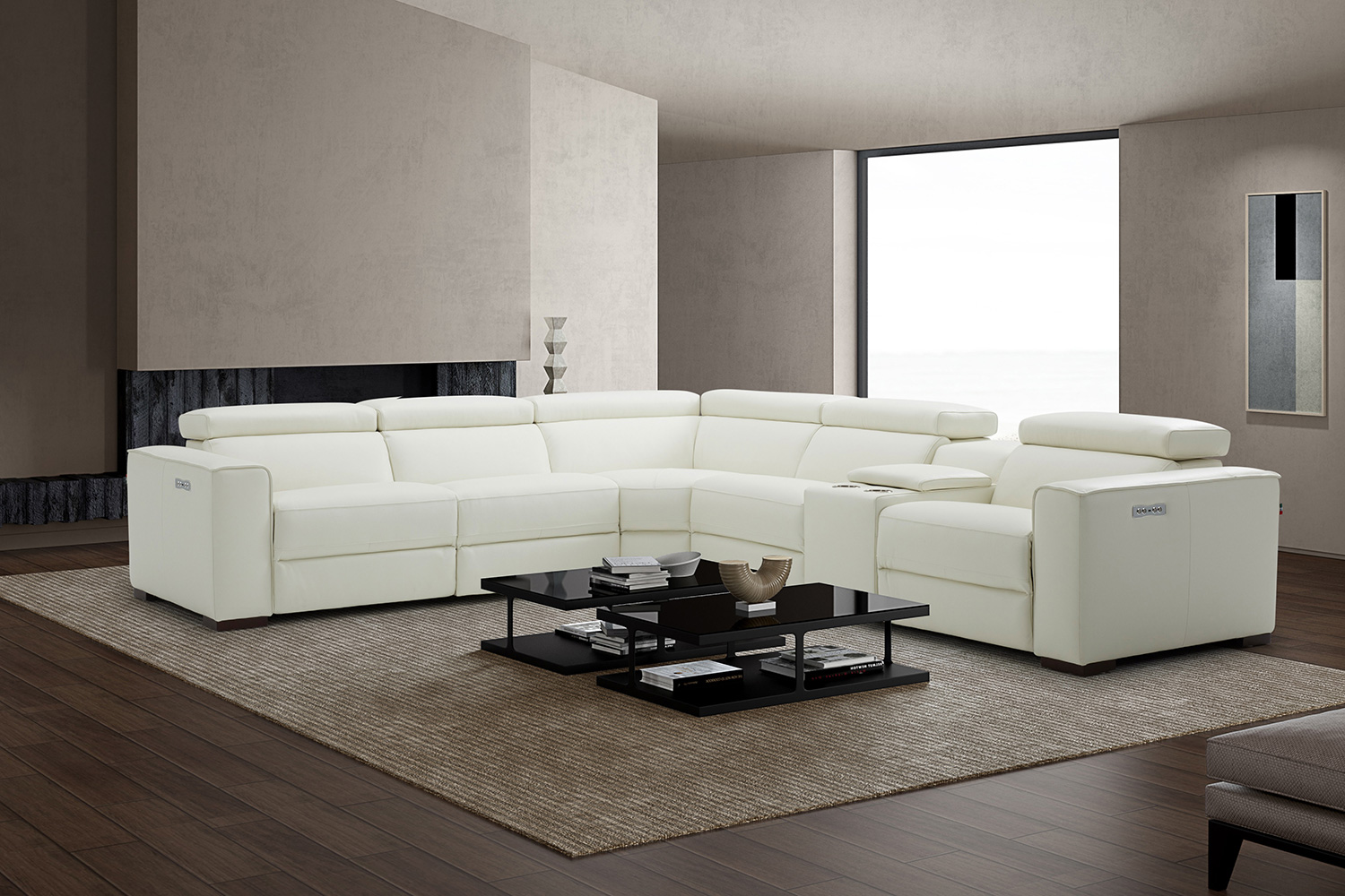 J&M Picasso Motion Sectional - White