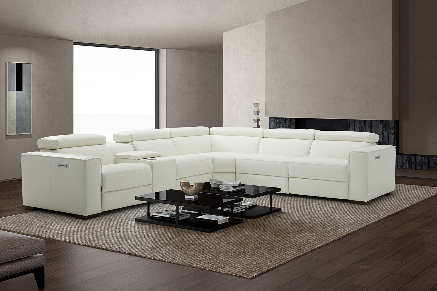 J&M Picasso Motion Sectional - White