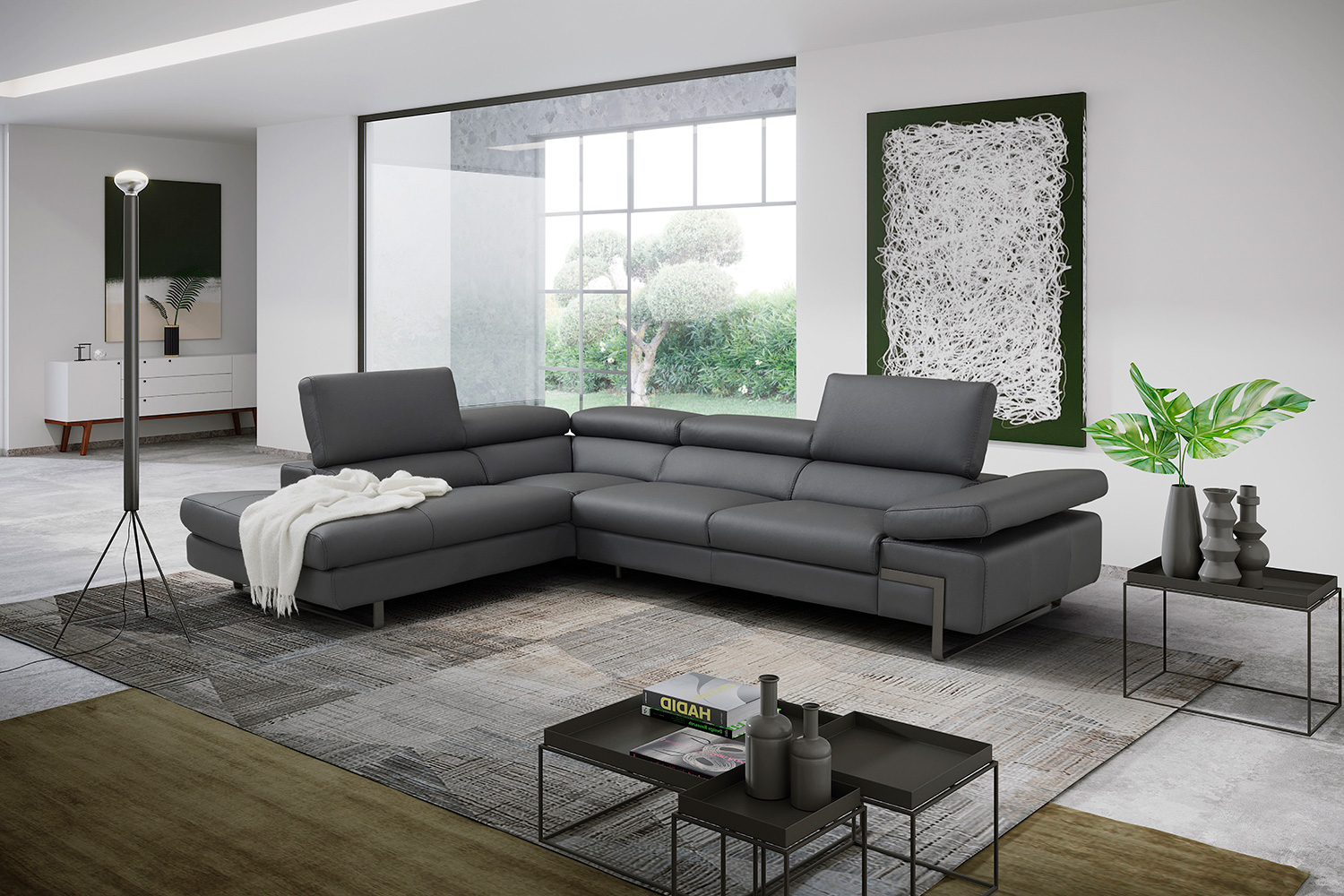 J&M I716 Sectional - Left Hand Facing Chaise, Gray