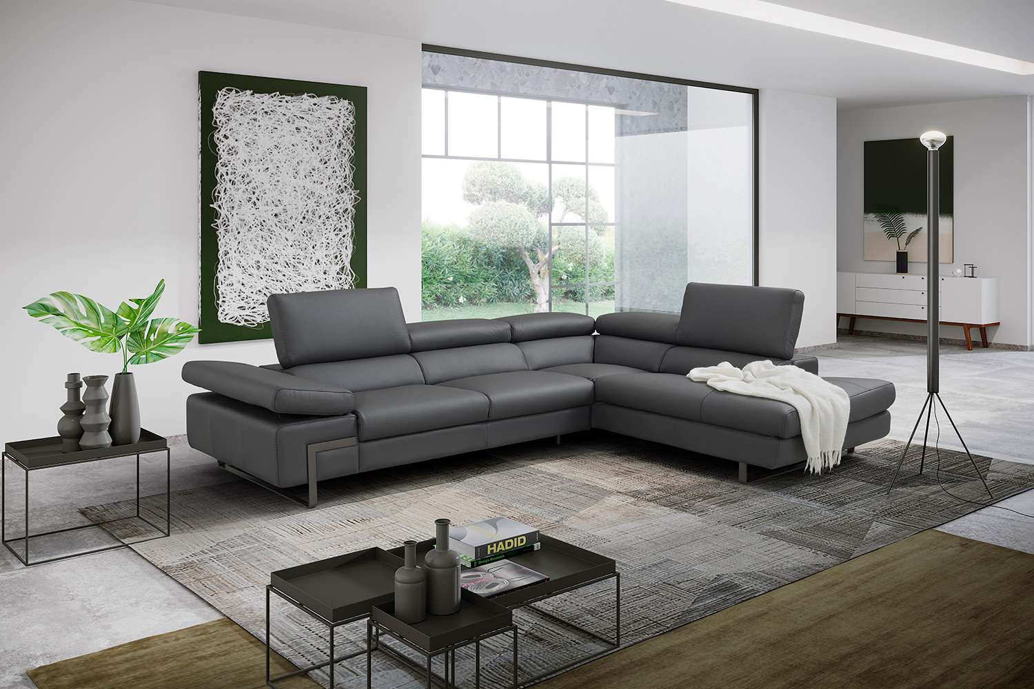 J&M I716 Sectional - Right Hand Facing Chaise, Gray