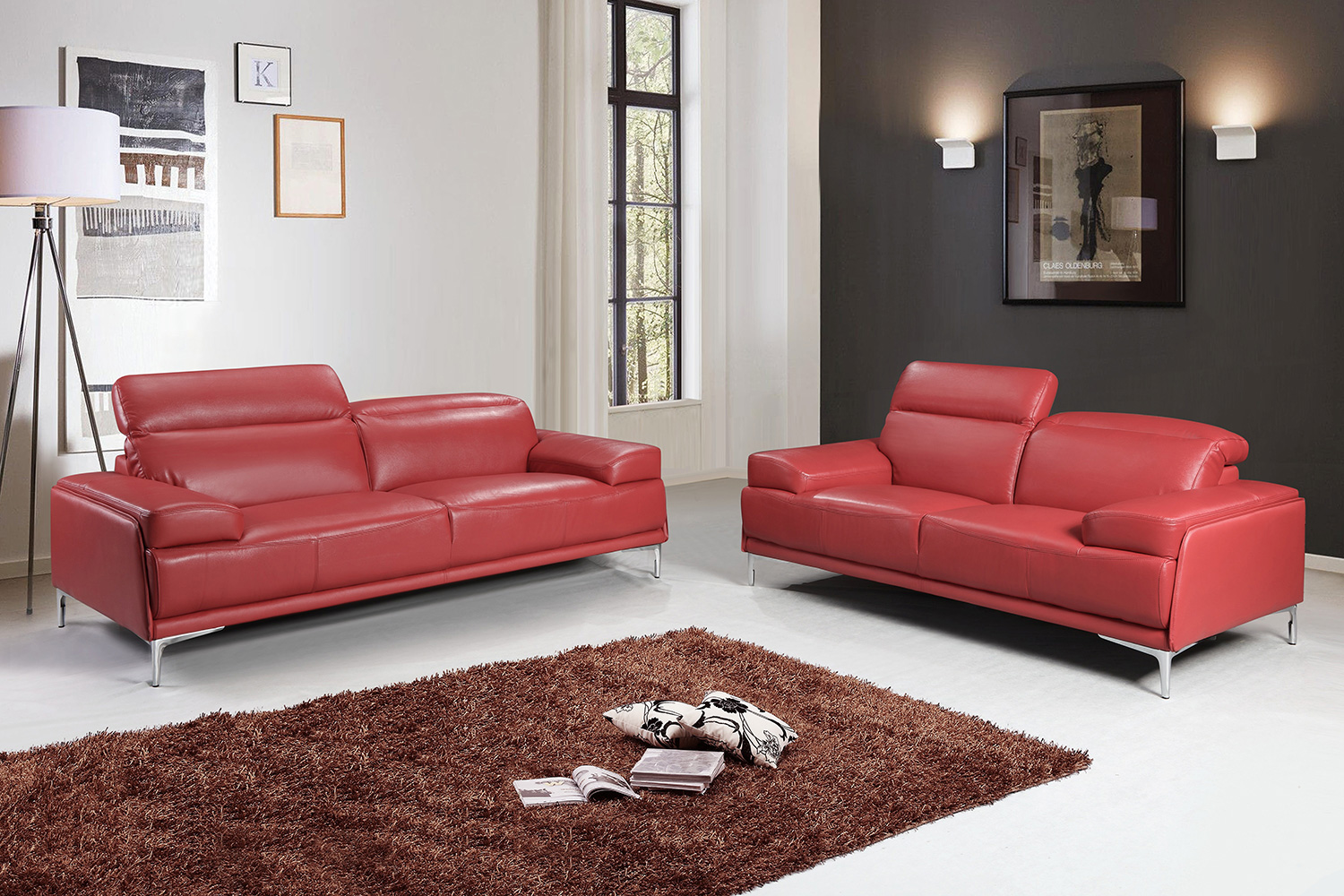 J&M Nicolo Loveseat - Red