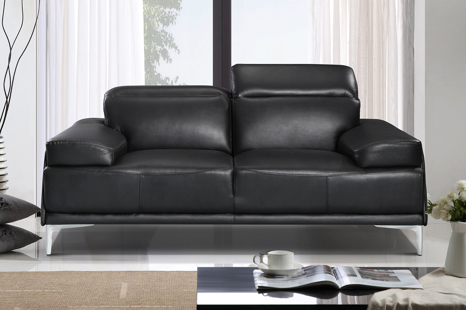 J&M Nicolo Loveseat - Black