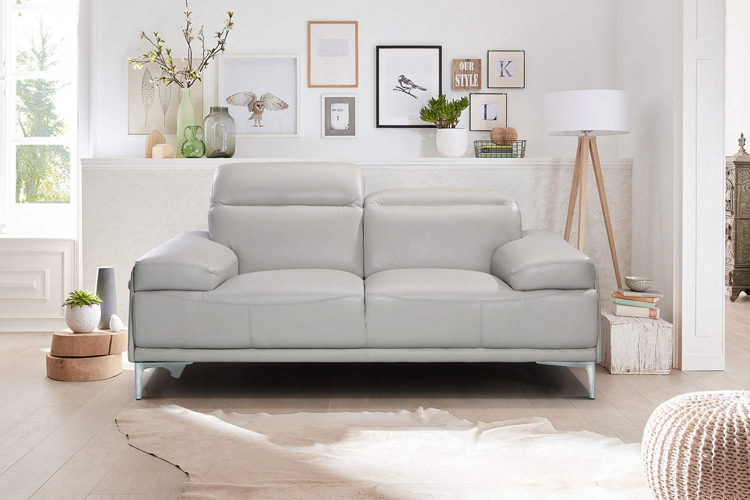 J&M Nicolo Loveseat - Light Gray