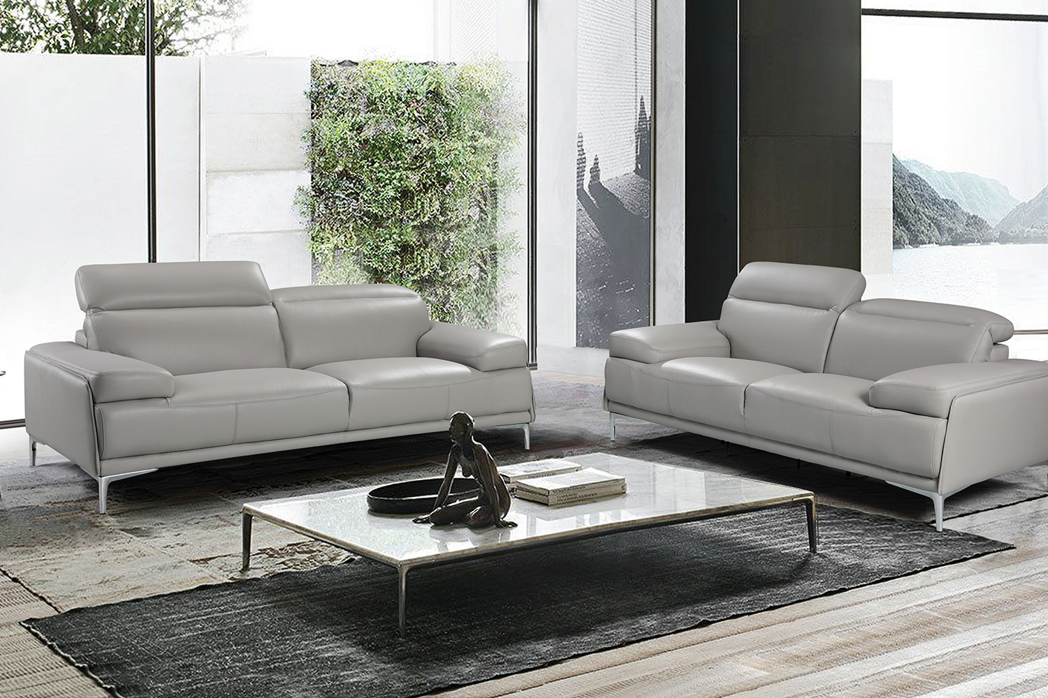 J&M Nicolo Loveseat - Light Gray