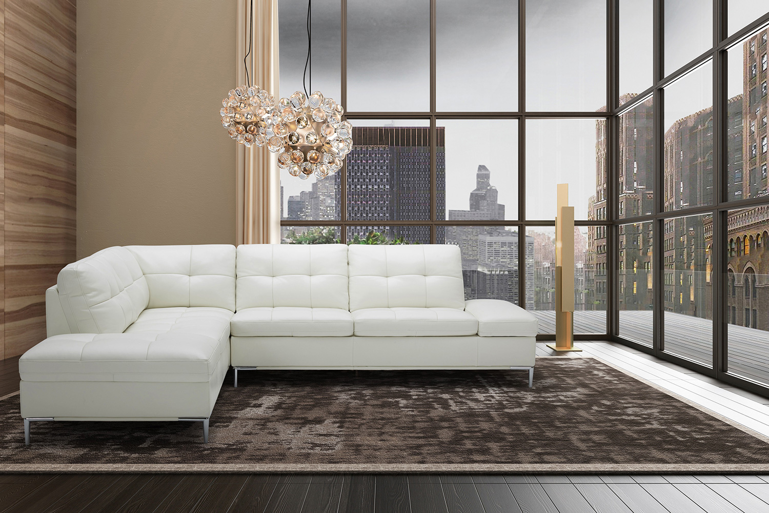 J&M Leonardo Sectional - Left Hand Facing, White