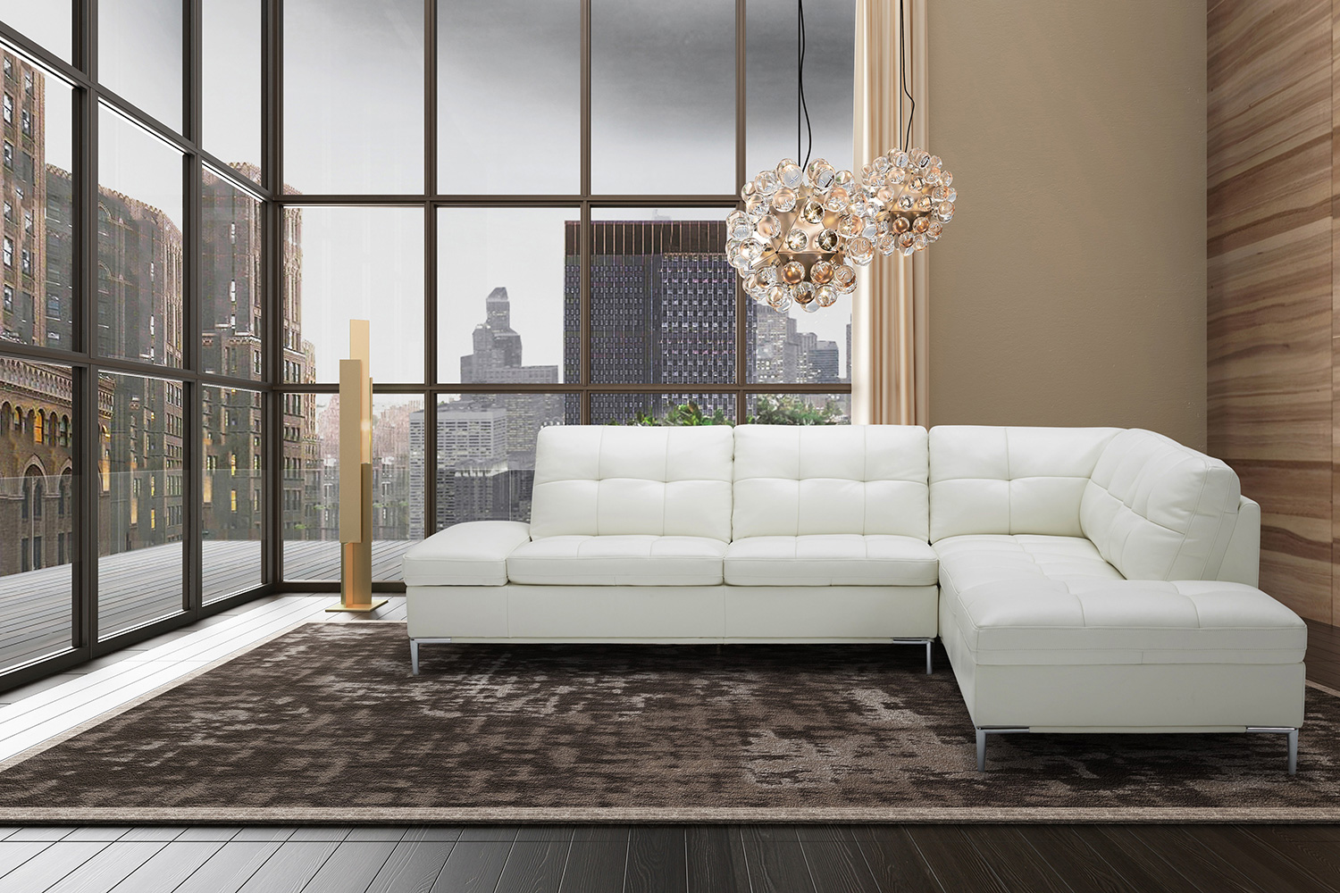 J&M Leonardo Sectional - Right Hand Facing, White